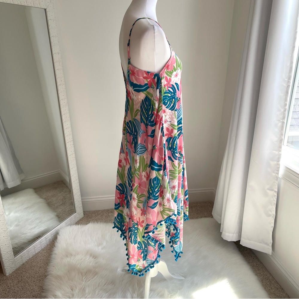 Women’s Pink Tropical Print Swim Cover-Up Dress - Picture 8 of 13